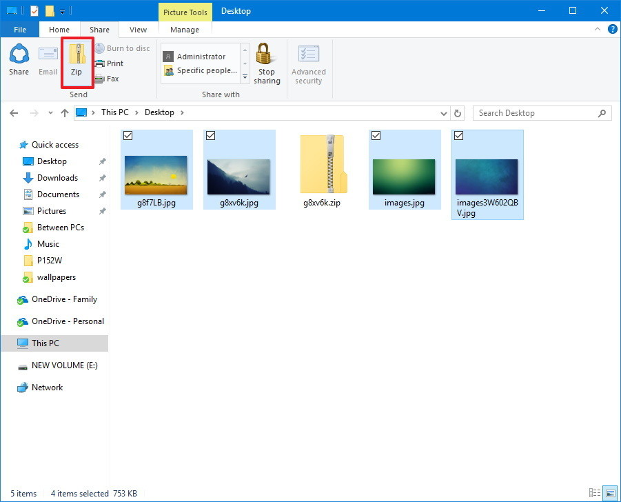 zip files extract windows 10
